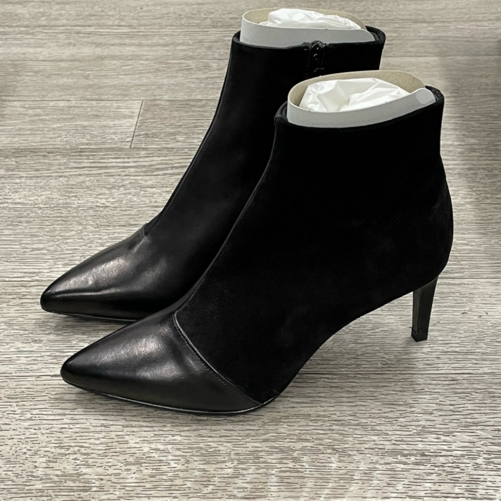 Rag & Bone Beha Mixed Leather Suede Booties In Black Size 7.5